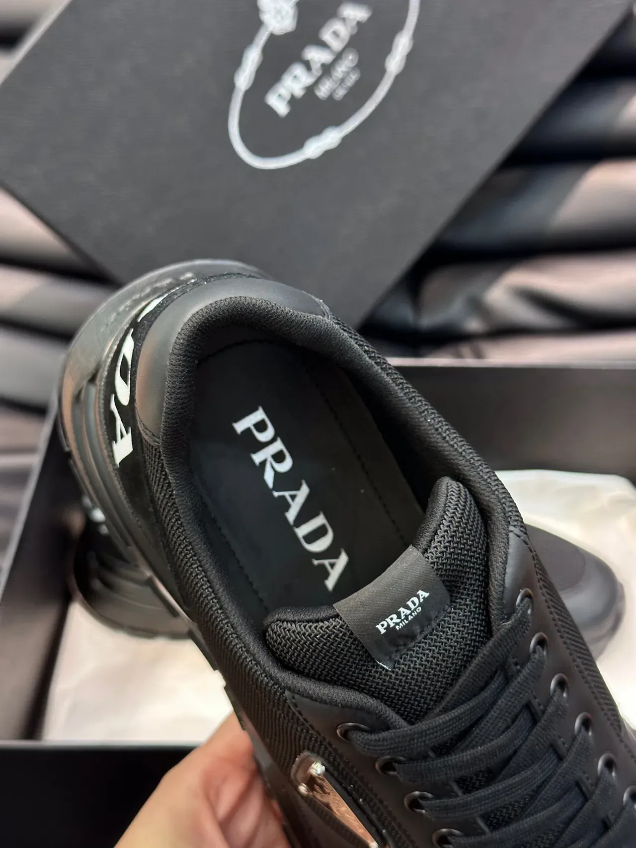 Prada Sneakers Lifestyle Noir en Maille et Synthétique 4