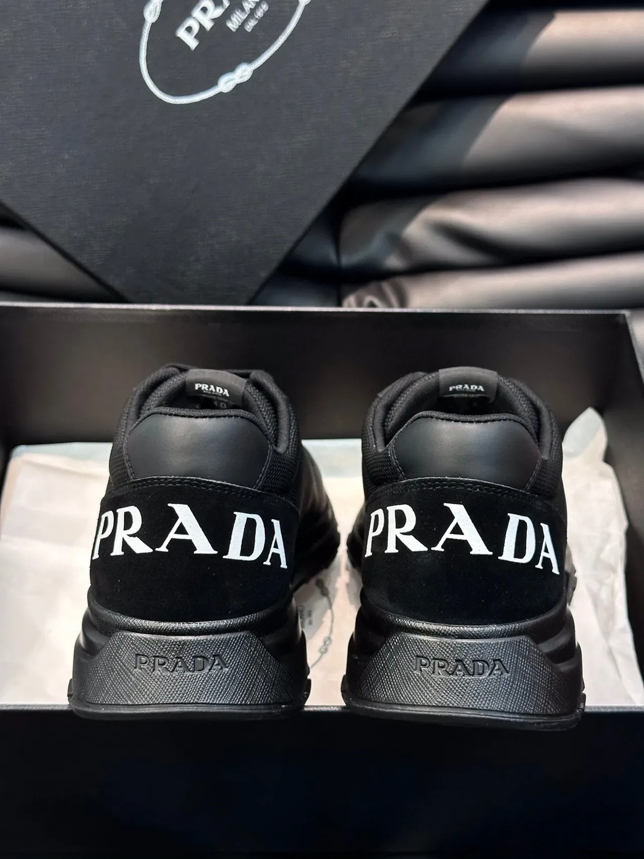 Prada Sneakers Lifestyle Noir en Maille et Synthétique 6