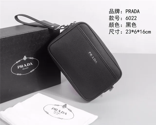 Prada حقيبة كتف سوداء جلد مقصوص مستطيلة منظمة 6