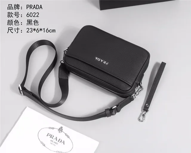 Prada حقيبة كتف سوداء جلد مقصوص مستطيلة منظمة 9