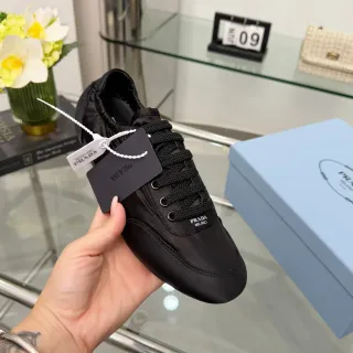 Prada Black Satin Low-Top Lace-Up Sneaker
