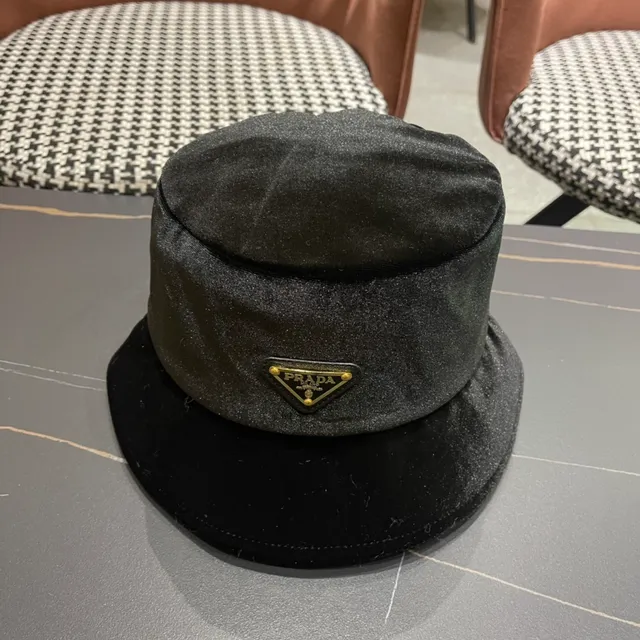 Prada Black Velvet Bucket Hat 2