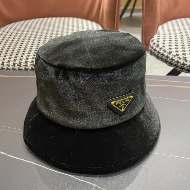 Prada Black Velvet Bucket Hat 4