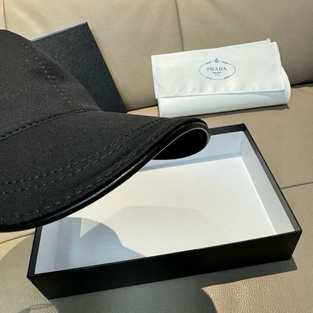 Prada Black White Structured Six-Panel Crown Curved Brim Baseball Cap 6
