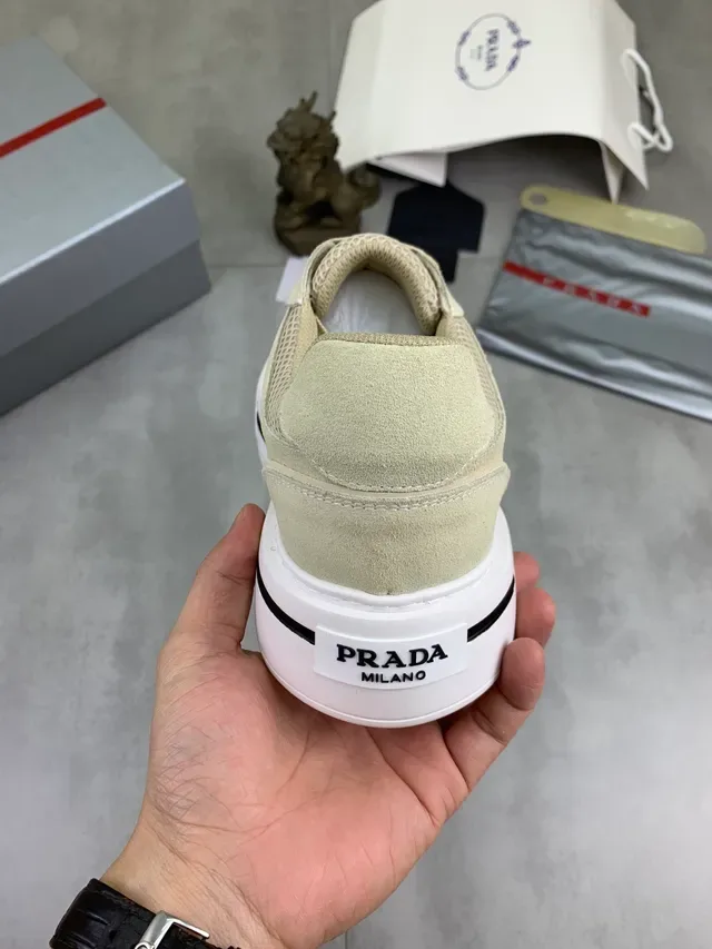 Prada Cloudbust Beige Mesh and Suede Platform Lifestyle Sneakers 3