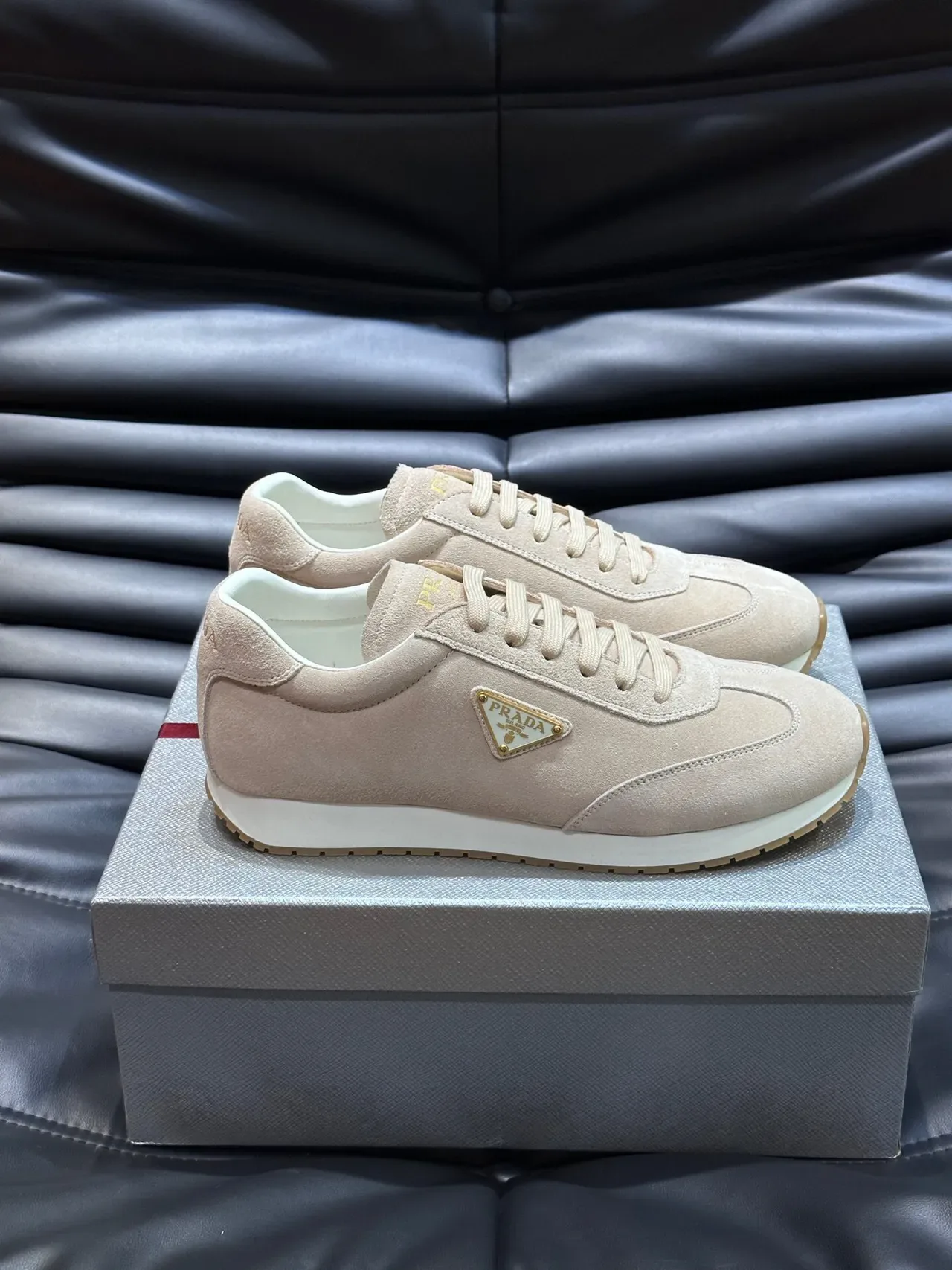 Prada Cloudbust Beige White Suede Upper Retro Runner Silhouette Lifestyle Sneakers 9