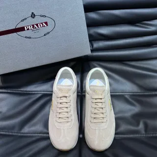 Prada Cloudbust भूरा सफेद स्यूड ऊपरी रेट्रो रनर सिल्हूट लाइफस्टाइल स्नीकर