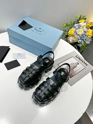 Prada Cloudbust Black Chunky Gladiator Sandals 3