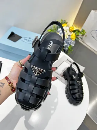 Prada Cloudbust Black Chunky Gladiator Sandals 5
