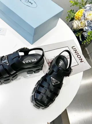 Prada Cloudbust Black Chunky Gladiator Sandals 6