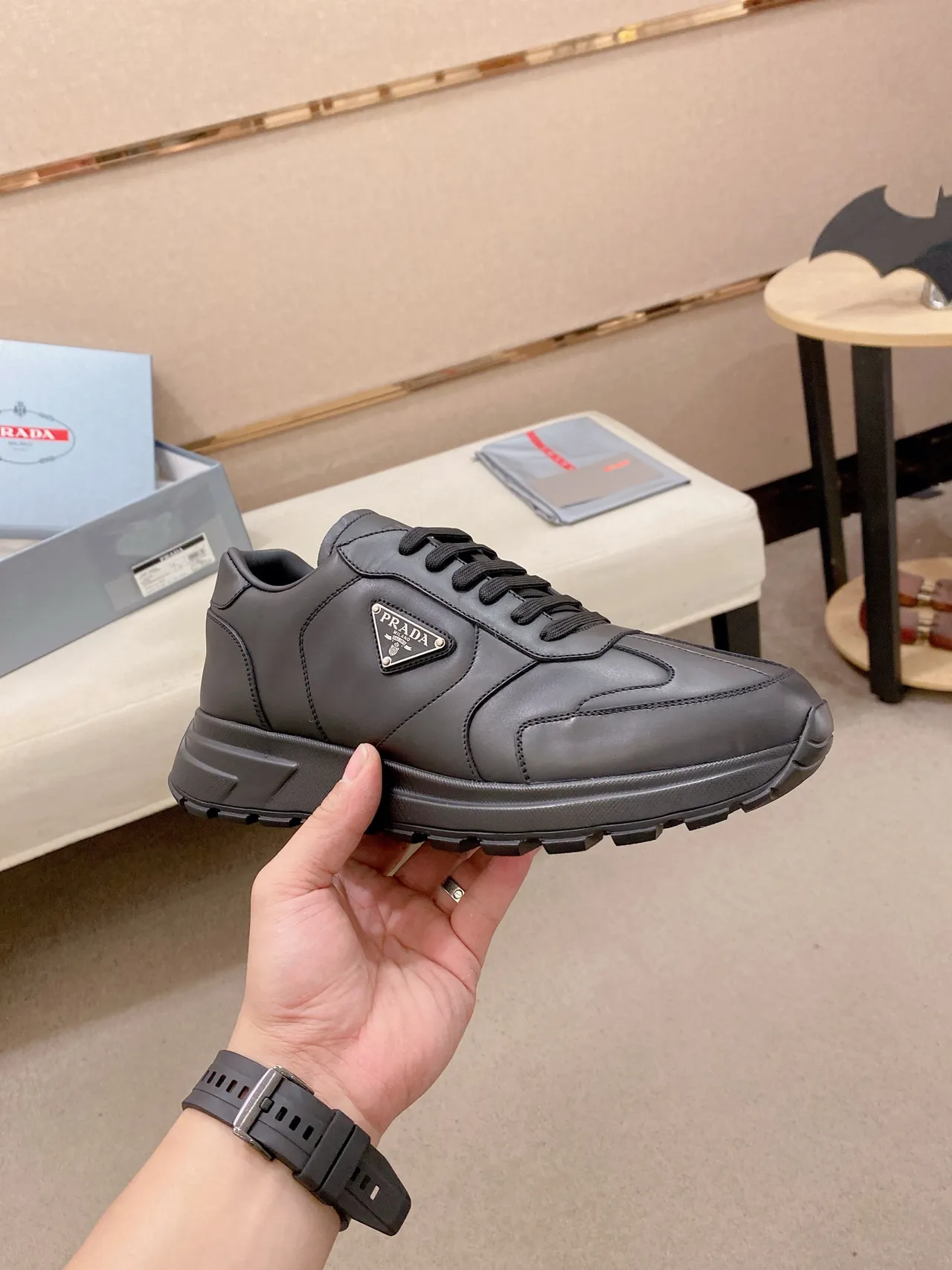 Prada Cloudbust Black Leather Lifestyle Sneakers 5