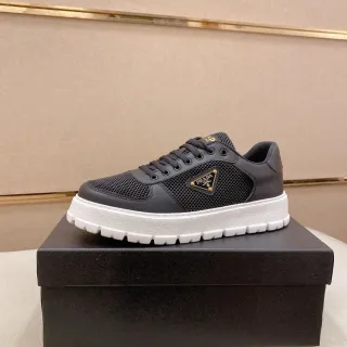 Prada Cloudbust Black Mesh and Leather Platform Lifestyle Sneakers