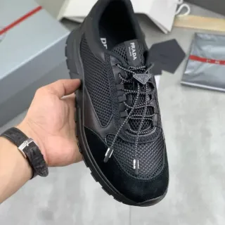 Prada Cloudbust Black Mesh and Suede Chunky Sneaker