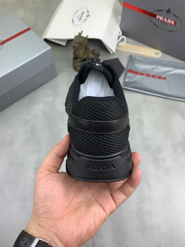 Prada Cloudbust Black Mesh and Suede Chunky Sneaker 3