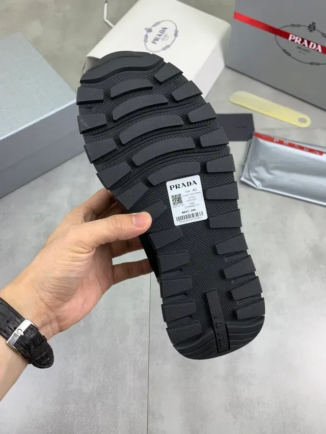 Prada Cloudbust Black Mesh and Suede Slip-On Lifestyle Sneakers 2