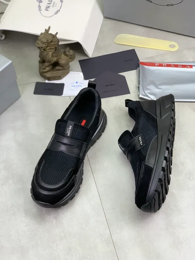 Prada Cloudbust Black Mesh and Suede Slip-On Lifestyle Sneakers 5