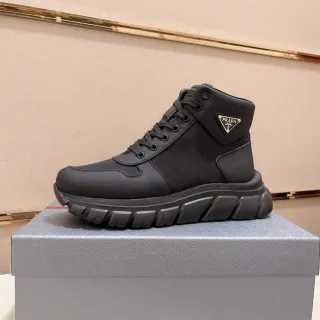 Prada Cloudbust Black Mixed-Material High-Top Work Boot