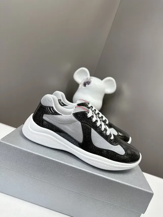 Prada Cloudbust Black White Glossy Patent Leather Mesh Paneling Lifestyle Sneakers 2