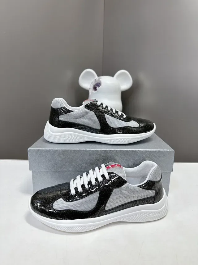 Prada Cloudbust Black White Glossy Patent Leather Mesh Paneling Lifestyle Sneakers 5