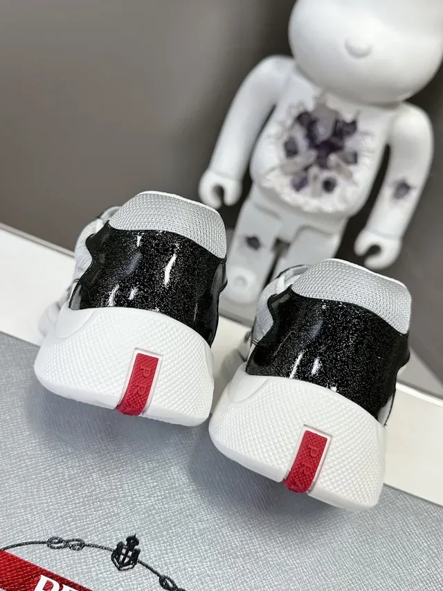 Prada Cloudbust Black White Glossy Patent Leather Mesh Paneling Lifestyle Sneakers 7