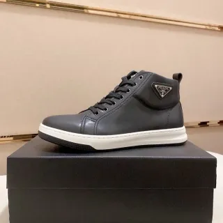 Prada Cloudbust Black White High-Top Leather Upper Lifestyle Sneakers