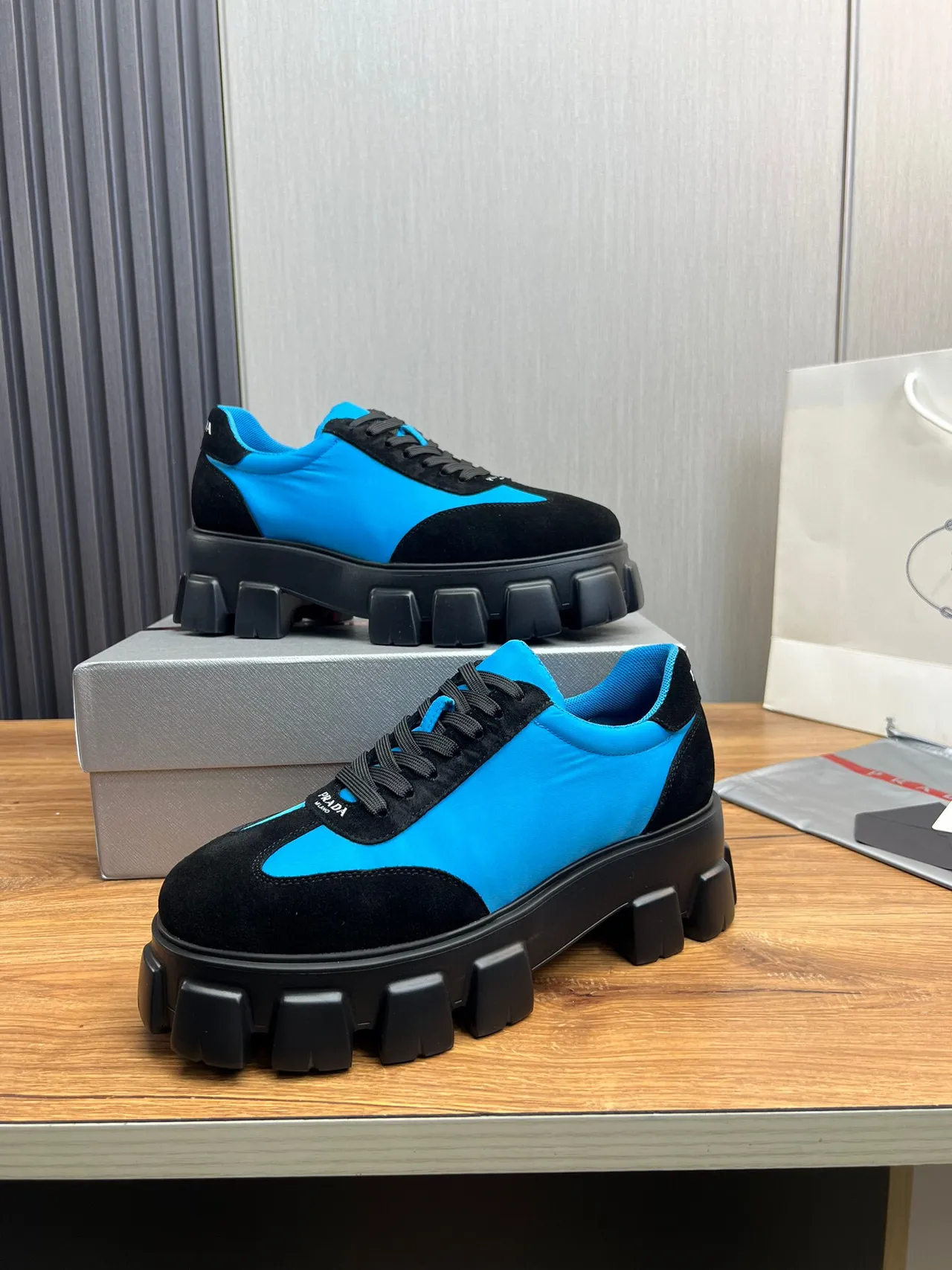 Prada Cloudbust Blue and Black Chunky Sneakers 3