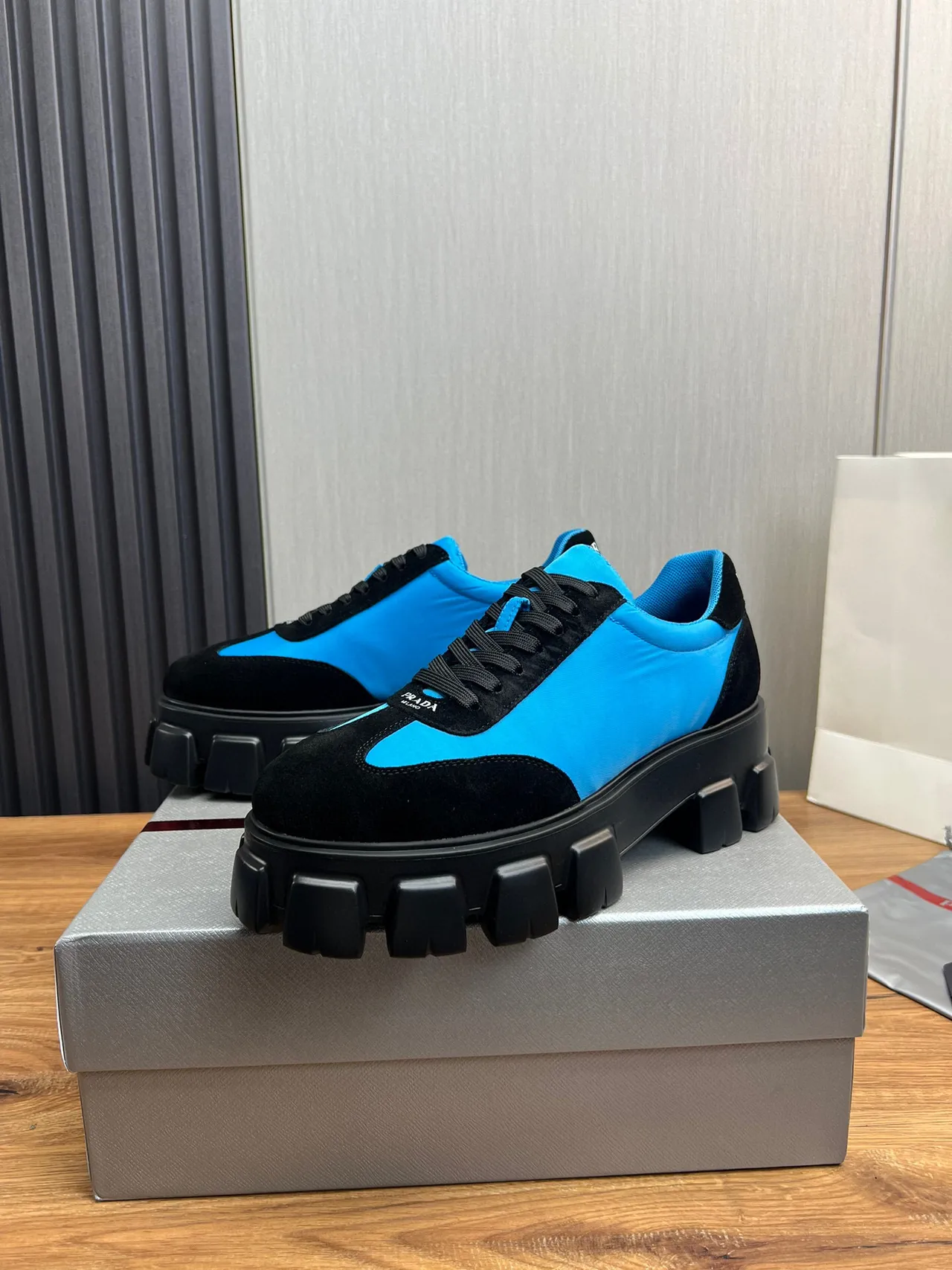 Prada Cloudbust Blue and Black Chunky Sneakers 5