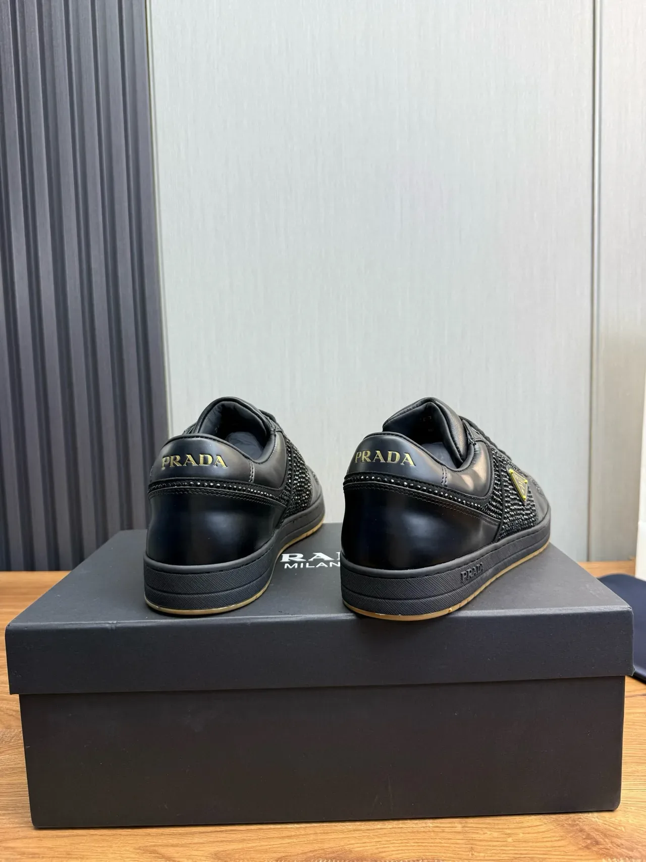 Prada Cloudbust Crystal-Embellished Black Lifestyle Sneakers 3