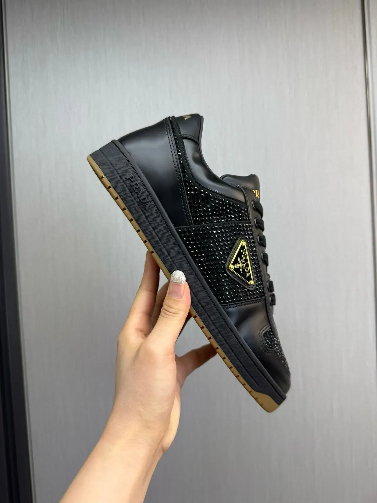 Prada Cloudbust Crystal-Embellished Black Lifestyle Sneakers 5