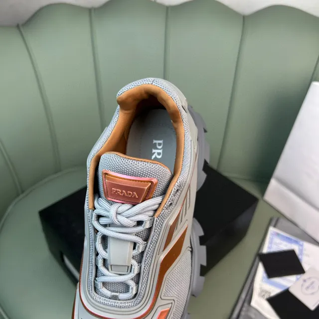 Prada Cloudbust Gray and Orange Chunky Sneakers 3