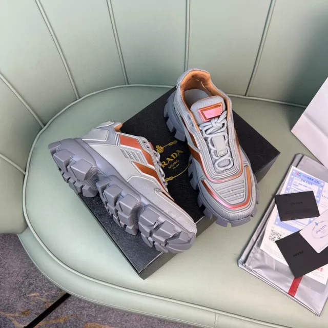 Prada Cloudbust Gray and Orange Chunky Sneakers 7