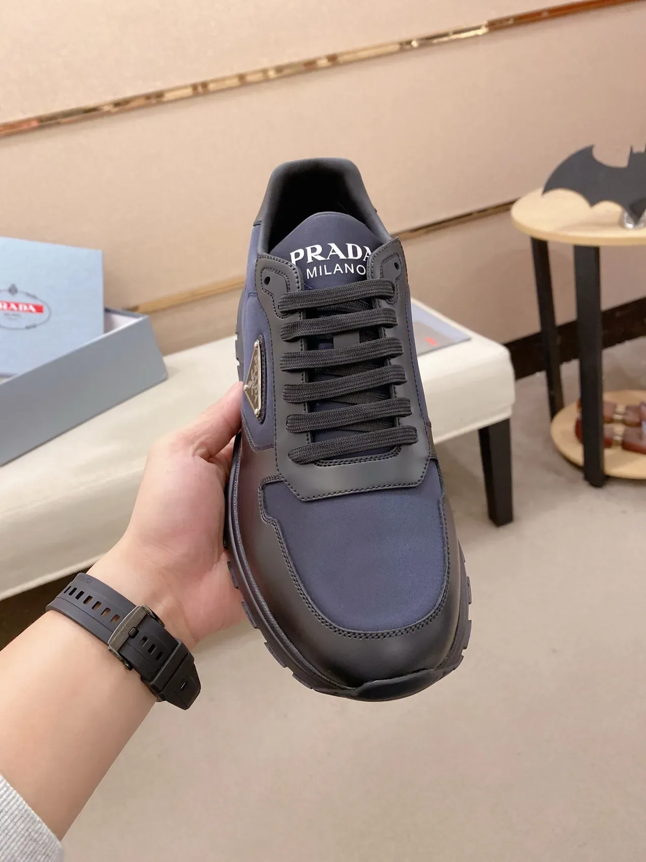 Prada Cloudbust Navy and Black 生活方式运动鞋 5