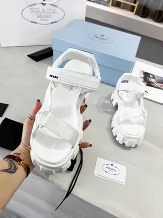 Prada Cloudbust White Chunky Platform Gladiator Sandals 2