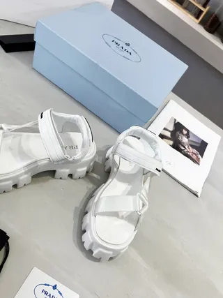 Prada Cloudbust White Chunky Platform Gladiator Sandals 6