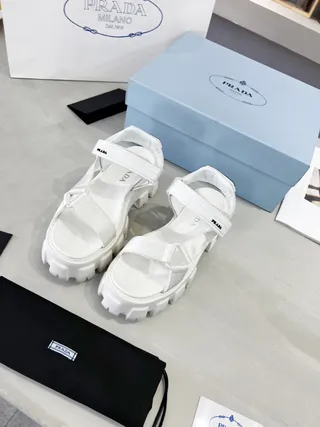 Prada Cloudbust White Chunky Platform Gladiator Sandals 7