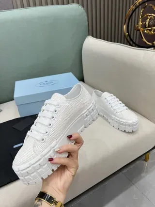 Prada Cloudbust White Glitter Mesh Lifestyle Sneakers 3