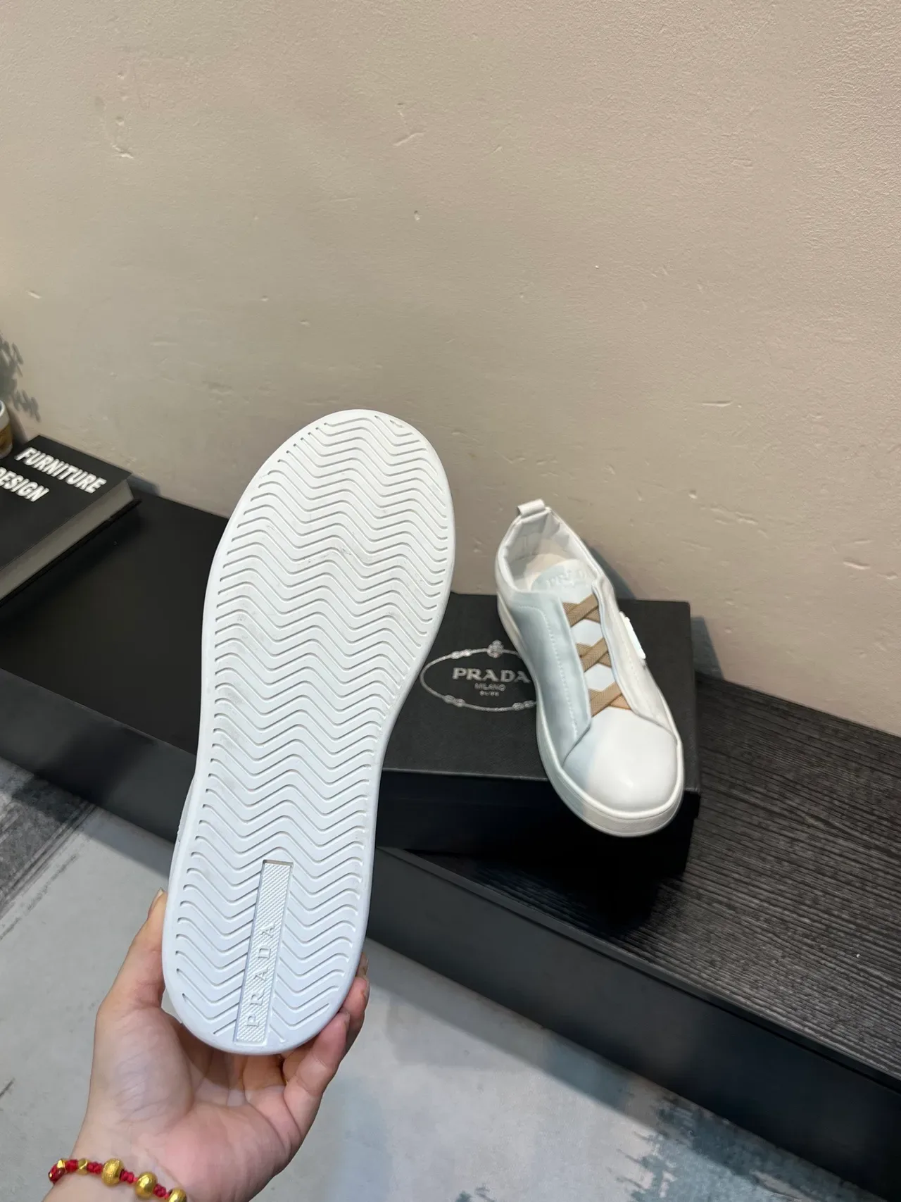 Prada Cloudbust White Leather Slip-On Lifestyle Sneakers 9