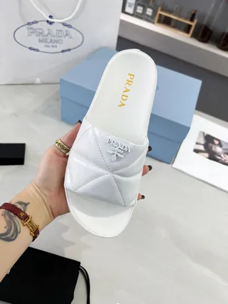 Prada Cloudbust White Quilted Lug-Sole Slippers 2