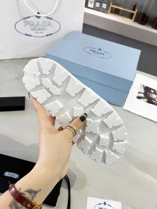 Prada Cloudbust White Quilted Lug-Sole Slippers 6