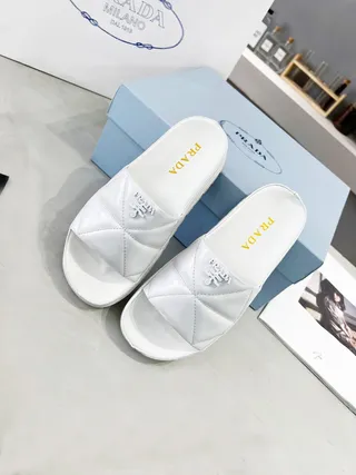 Prada Cloudbust White Quilted Lug-Sole Slippers 7