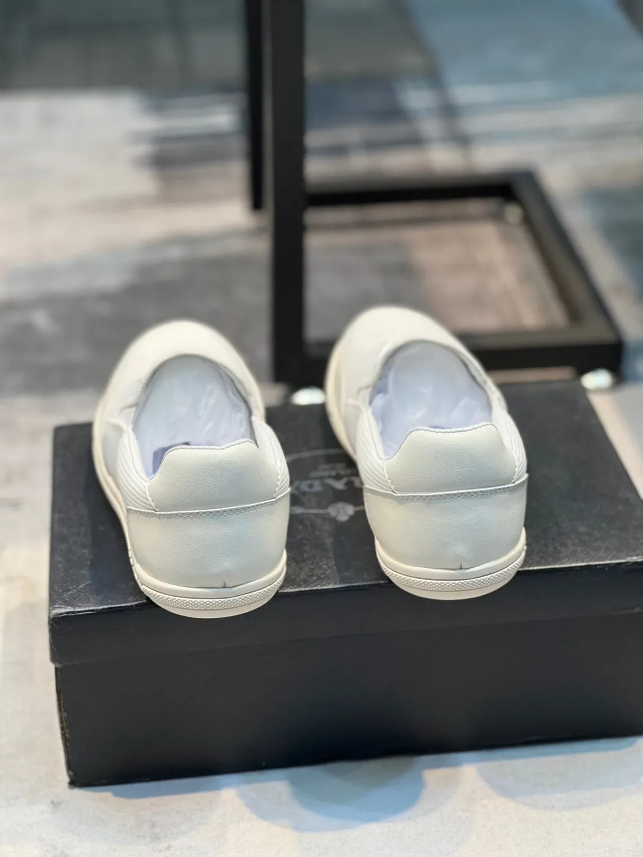 Prada Cloudbust White Slip-On Ribbed Knit Upper Loafer 2