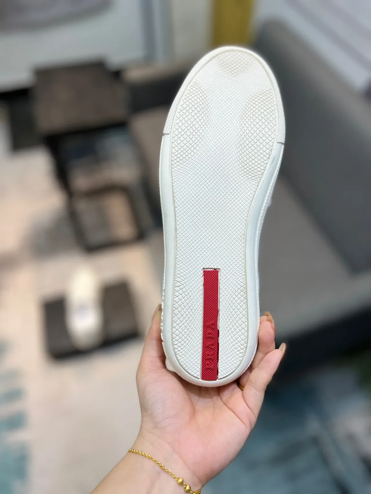 Prada Cloudbust White Slip-On Ribbed Knit Upper Loafer 9