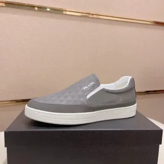 Prada Gray Quilted Slip-On Casual Shoe