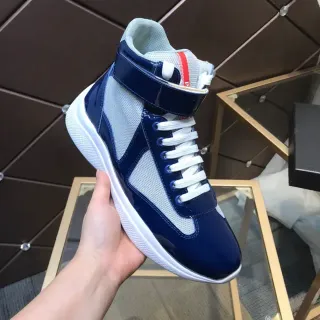 Prada Linea Rossa Navy and White Tênis Lifestyle de cano alto
