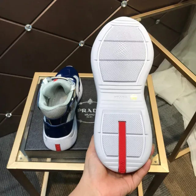 Prada Linea Rossa Navy and White High-Top Lifestyle Sneaker 3