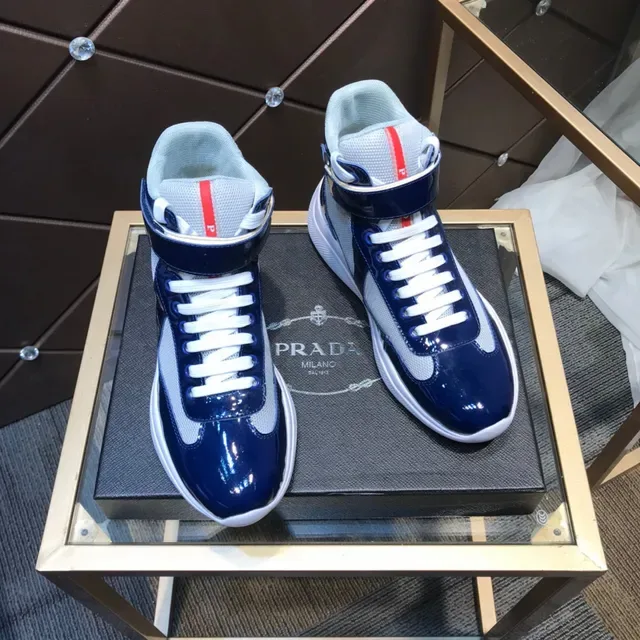 Prada Linea Rossa Navy and White High-Top Lifestyle Sneaker 6