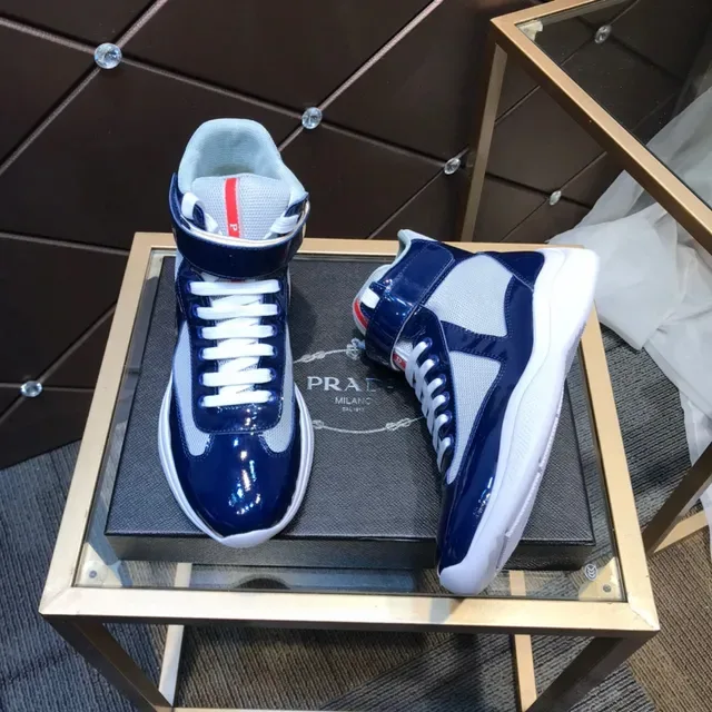 Prada Linea Rossa Navy and White High-Top Lifestyle Sneaker 7