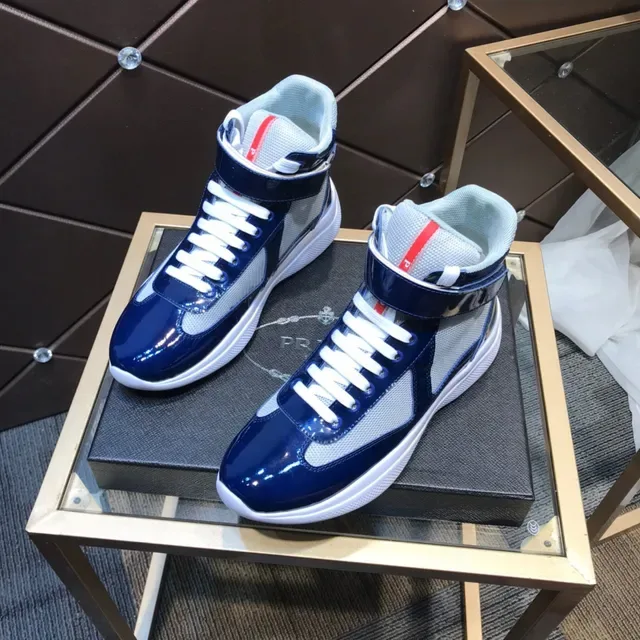Prada Linea Rossa Navy and White High-Top Lifestyle Sneaker 8