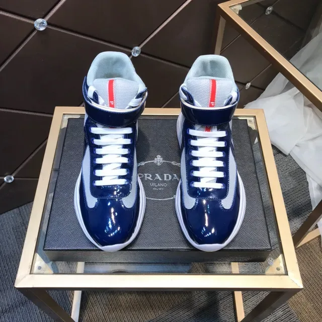 Prada Linea Rossa Navy and White High-Top Lifestyle Sneaker 9