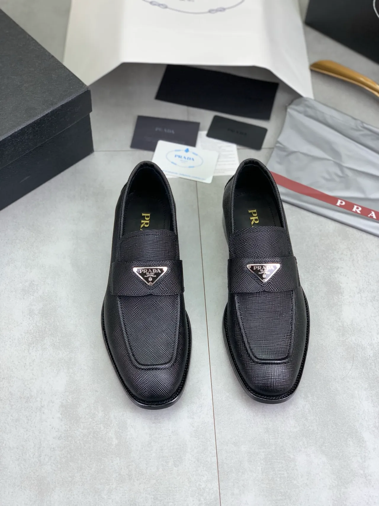 Prada Loafer Black Textured Leather Slip-On Loafer 5